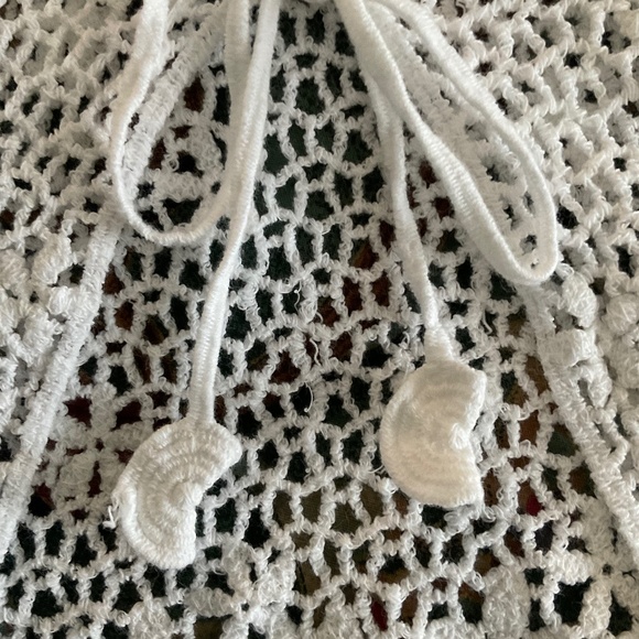 Women Embroidered Cardigan Cotton Knit Boho Sweater 3/4 Sleeve Tie Front Size M - Picture 3 of 4